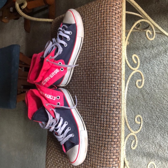 Navy Blue and Hot Pink Converse - Picture 5 of 6